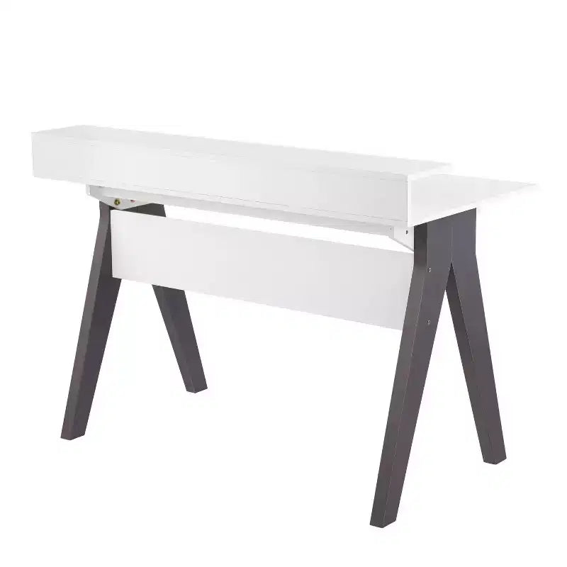 LumiSource Wishbone Scrivania Contemporanea in Legno Grigio/Bianco:: Postazione da Ufficio Moderno di Metà Secolo con Cassetto e Ripiano