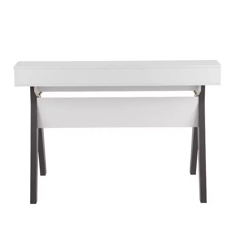 LumiSource Wishbone Scrivania Contemporanea in Legno Grigio/Bianco:: Postazione da Ufficio Moderno di Metà Secolo con Cassetto e Ripiano
