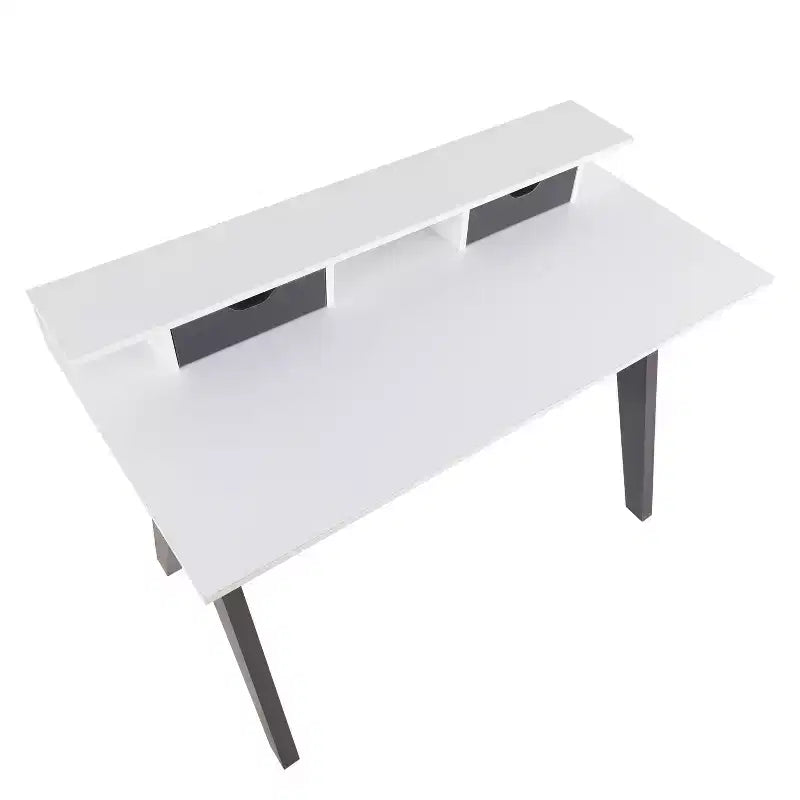 LumiSource Wishbone Scrivania Contemporanea in Legno Grigio/Bianco:: Postazione da Ufficio Moderno di Metà Secolo con Cassetto e Ripiano