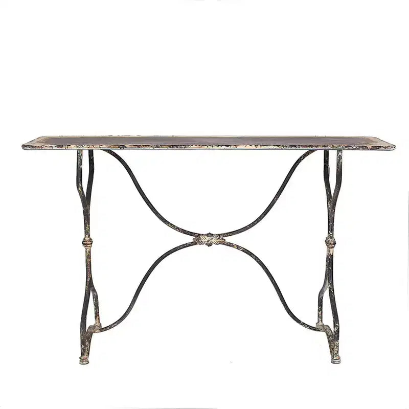 Storied Home Vintage Metal Sofa Console Table Distressed Black/White: Rustic Antique Design, 55.25" Length