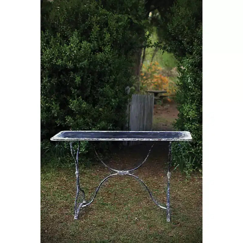 Storied Home Tavolo Consolle da Divano Vintage in Metallo Nero/Bianco Effetto Invecchiato: Design Rustico Antico, Lunghezza 55.25"