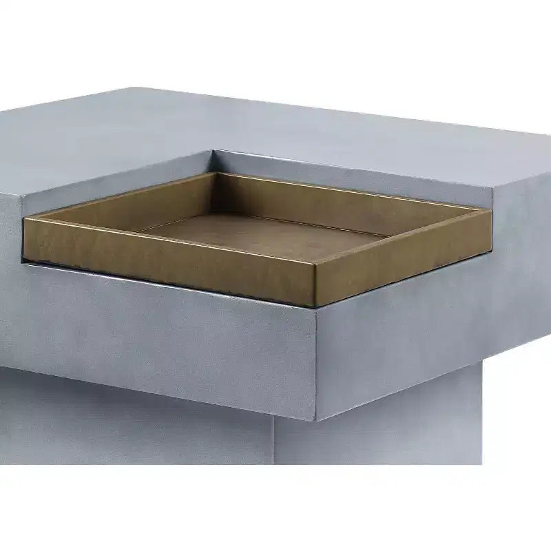 Tavolino da caffè Kailano da 31,5" con finitura grigio anticato - Acme Furniture: Base quadrata, vassoio rimovibile, piano in cemento