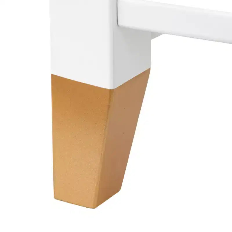 Tavolino laterale Buylateral Rena Bianco: Stile Moderno di Metà Secolo con Cassetto Contenitore e Ripiano Inferiore