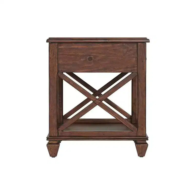 Tavolino quadrato in legno Bridgton da 21" con cassetto color ciliegio - Alaterre Furniture