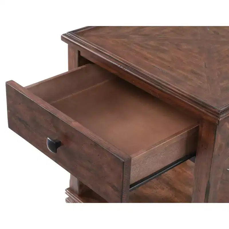 Tavolino quadrato in legno Bridgton da 21" con cassetto color ciliegio - Alaterre Furniture