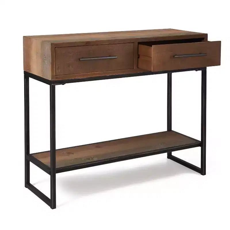 Morris Console Table Marrone - Finch: Finitura Moderna Effetto Usurato, Larghezza 36", Forma Rettangolare per Ingresso, Struttura in Legno