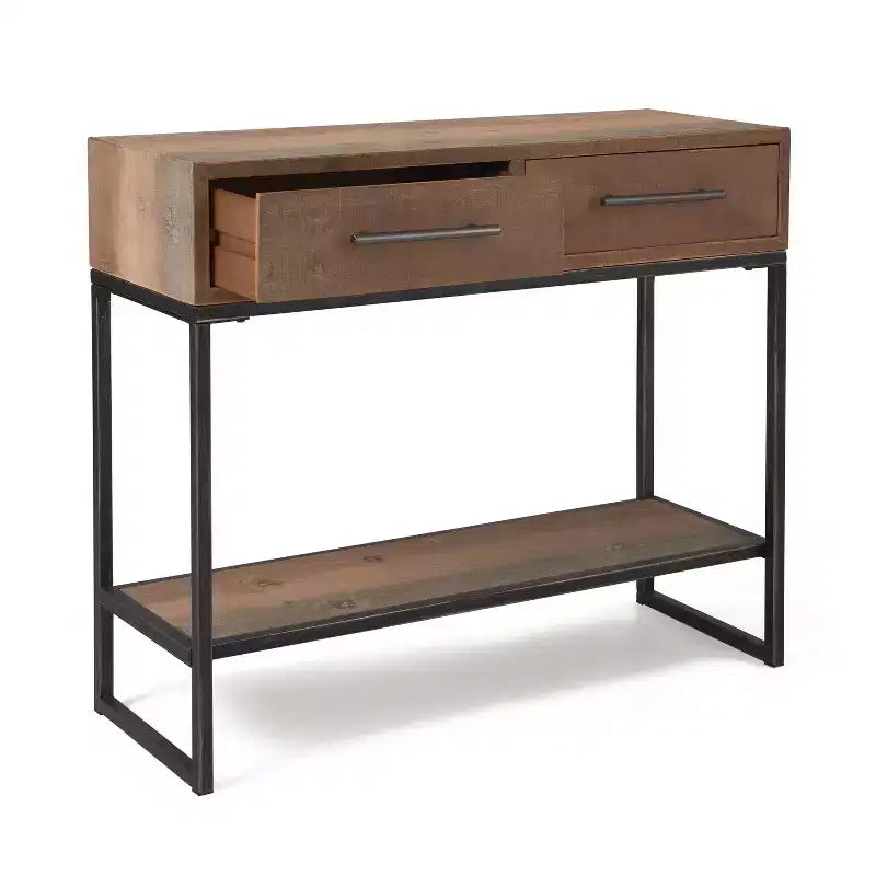 Morris Console Table Marrone - Finch: Finitura Moderna Effetto Usurato, Larghezza 36", Forma Rettangolare per Ingresso, Struttura in Legno