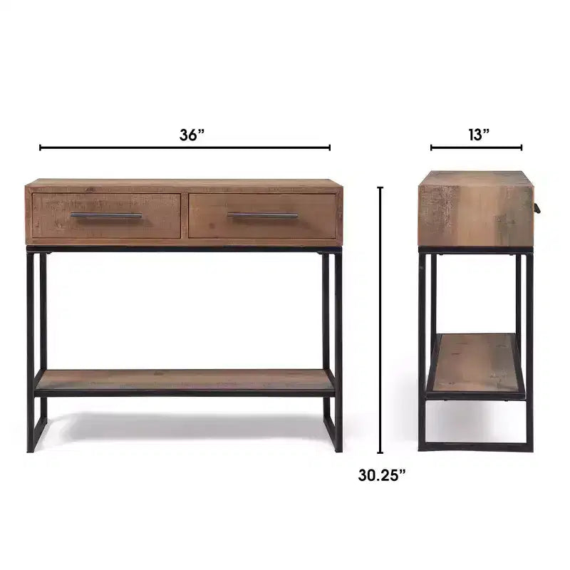 Morris Console Table Marrone - Finch: Finitura Moderna Effetto Usurato, Larghezza 36", Forma Rettangolare per Ingresso, Struttura in Legno