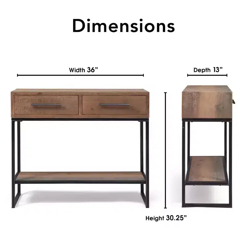 Morris Console Table Marrone - Finch: Finitura Moderna Effetto Usurato, Larghezza 36", Forma Rettangolare per Ingresso, Struttura in Legno