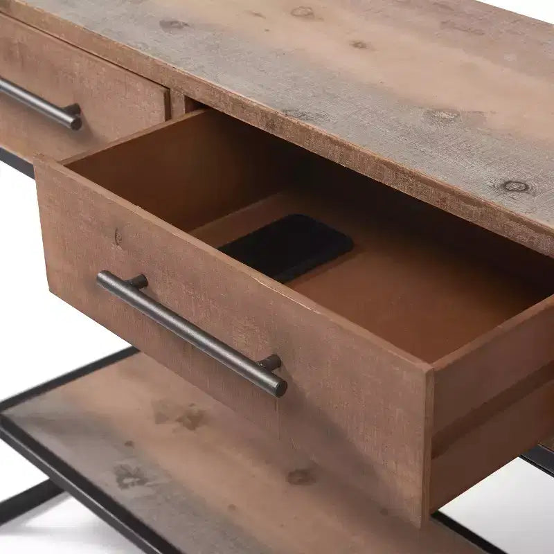 Morris Console Table Marrone - Finch: Finitura Moderna Effetto Usurato, Larghezza 36", Forma Rettangolare per Ingresso, Struttura in Legno