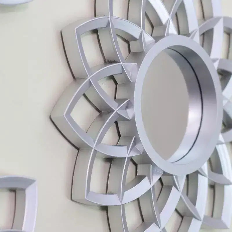 Northlight Set di 3 specchi floreali ad arco argento opaco Decorazione murale 10