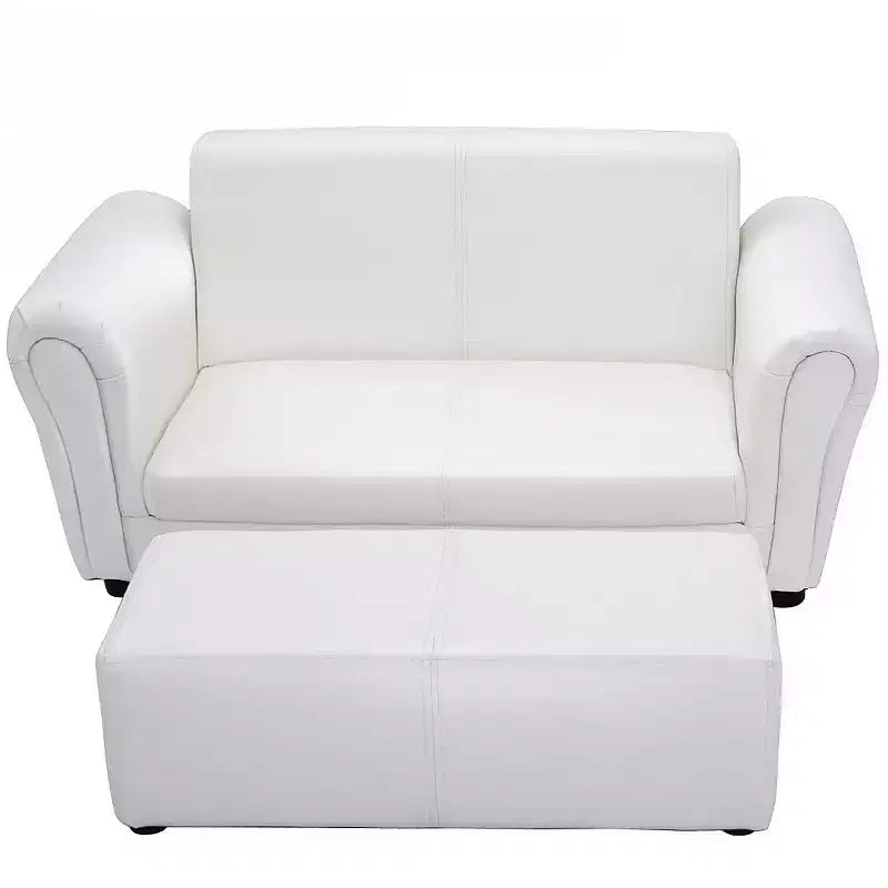Costway Divano Poltrona per Bambini Bianco con Pouf Regalo di Compleanno per Bambini