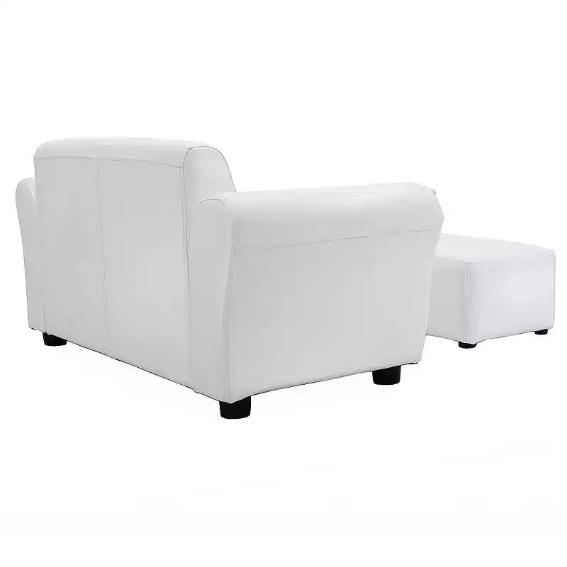 Costway Divano Poltrona per Bambini Bianco con Pouf Regalo di Compleanno per Bambini