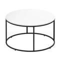 HOMCOM Modern Coffee Table, Round Center Table with Black Metal Frame for Living Room, White