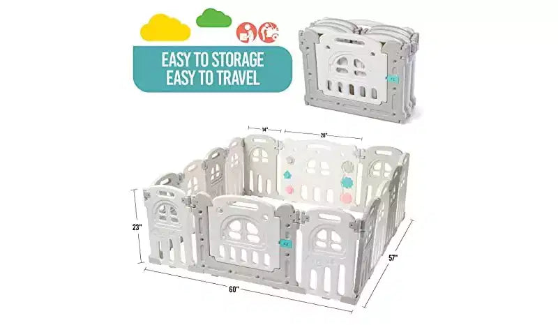 Box per bambini grande centro attività di sicurezza - Recinto per bambini a 14 pannelli con forma regolabile e opzione pieghevole - Play22Usa