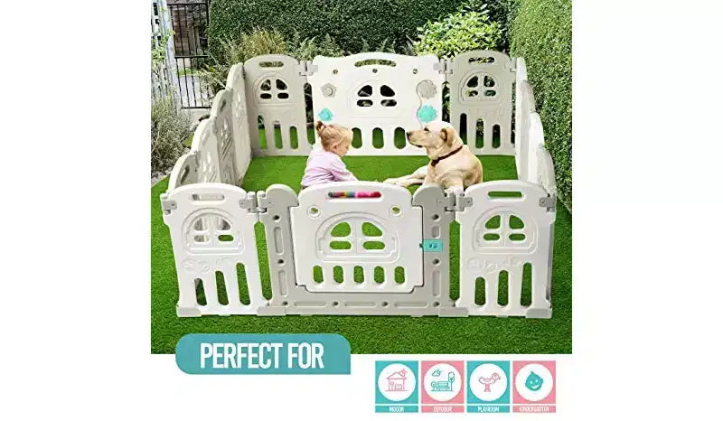 Box per bambini grande centro attività di sicurezza - Recinto per bambini a 14 pannelli con forma regolabile e opzione pieghevole - Play22Usa