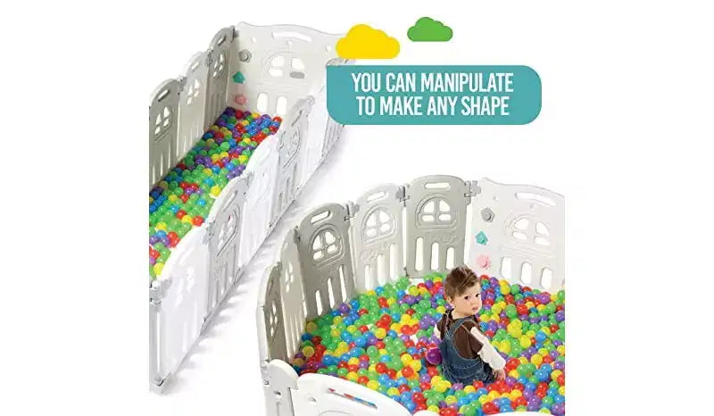Box per bambini grande centro attività di sicurezza - Recinto per bambini a 14 pannelli con forma regolabile e opzione pieghevole - Play22Usa