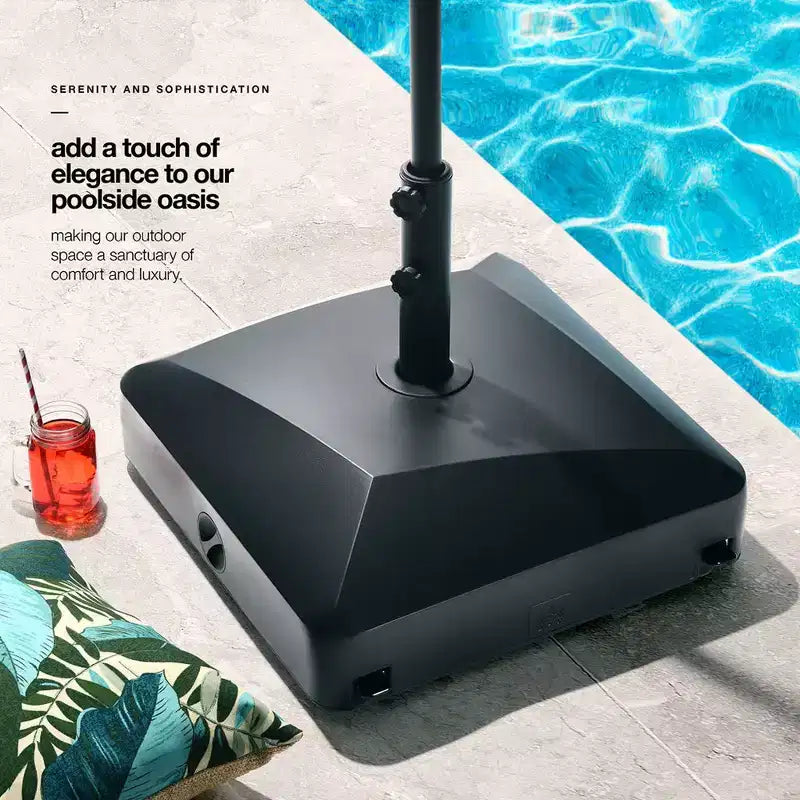 Maple99 Base per Ombrellone Riempibile, Robusta e Mobile, per Terrazzo, Piscina, Giardino - Capacità 55 kg, Nera