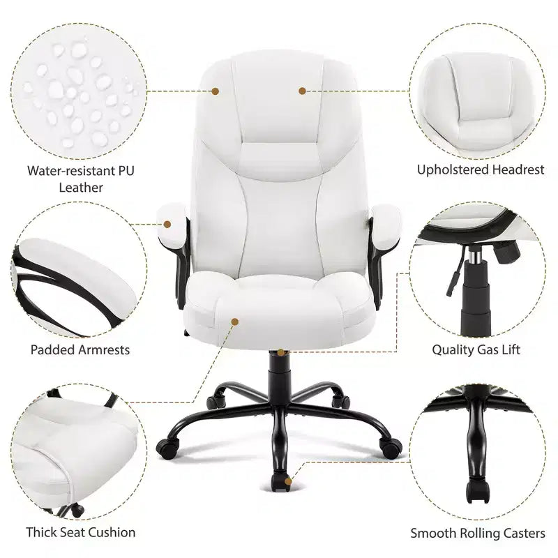 Sedia da ufficio direzionale Yaheetech in similpelle con schienale alto ergonomico