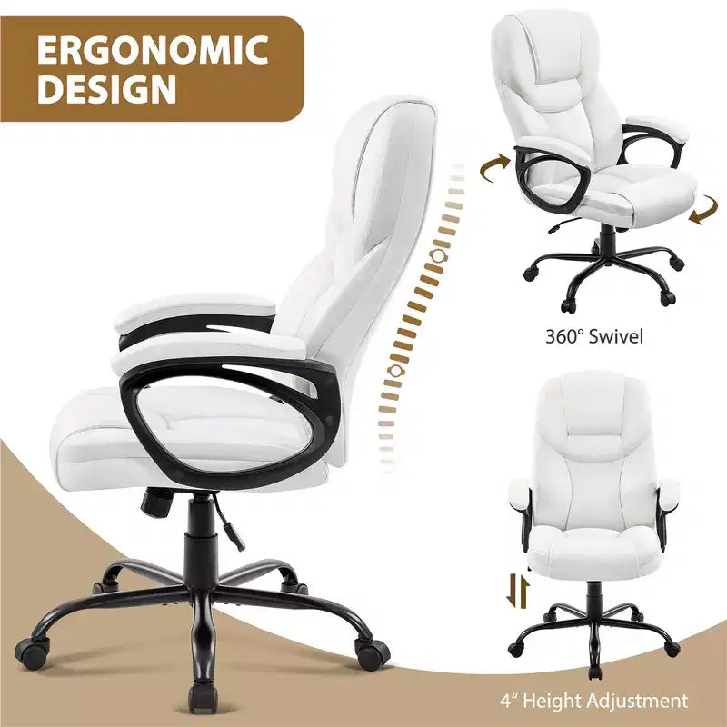 Sedia da ufficio direzionale Yaheetech in similpelle con schienale alto ergonomico