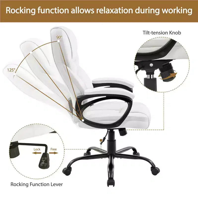 Sedia da ufficio direzionale Yaheetech in similpelle con schienale alto ergonomico