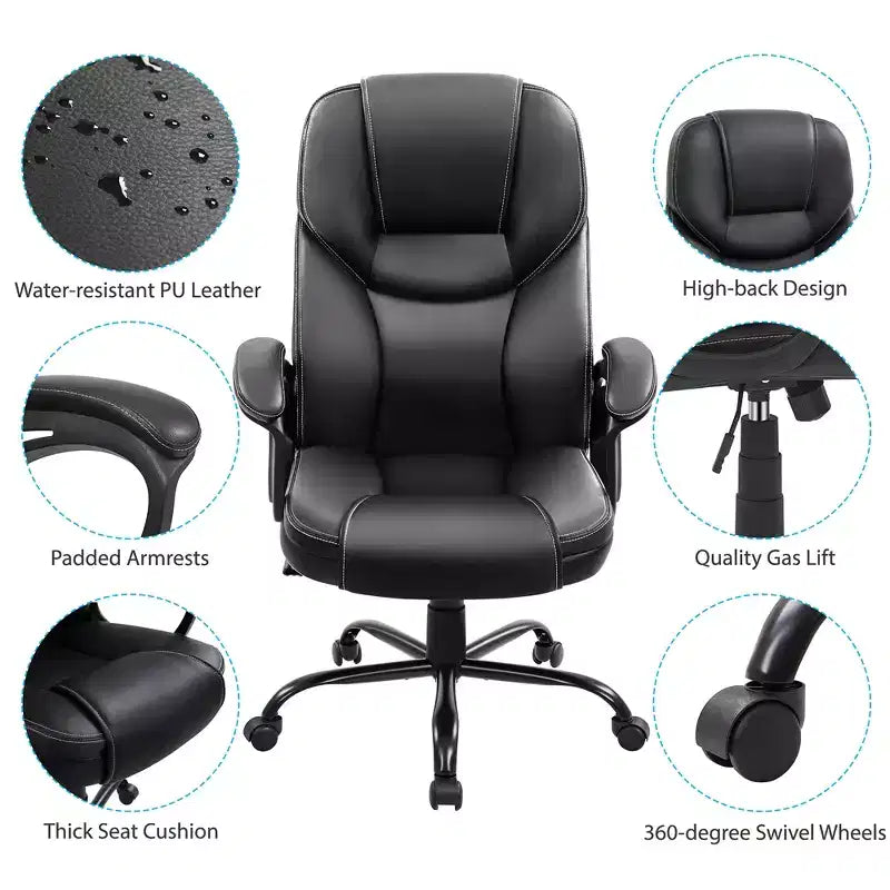 Sedia da ufficio direzionale Yaheetech in similpelle con schienale alto ergonomico