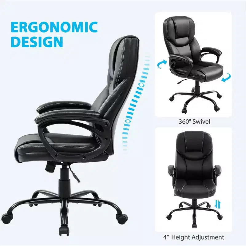 Sedia da ufficio direzionale Yaheetech in similpelle con schienale alto ergonomico