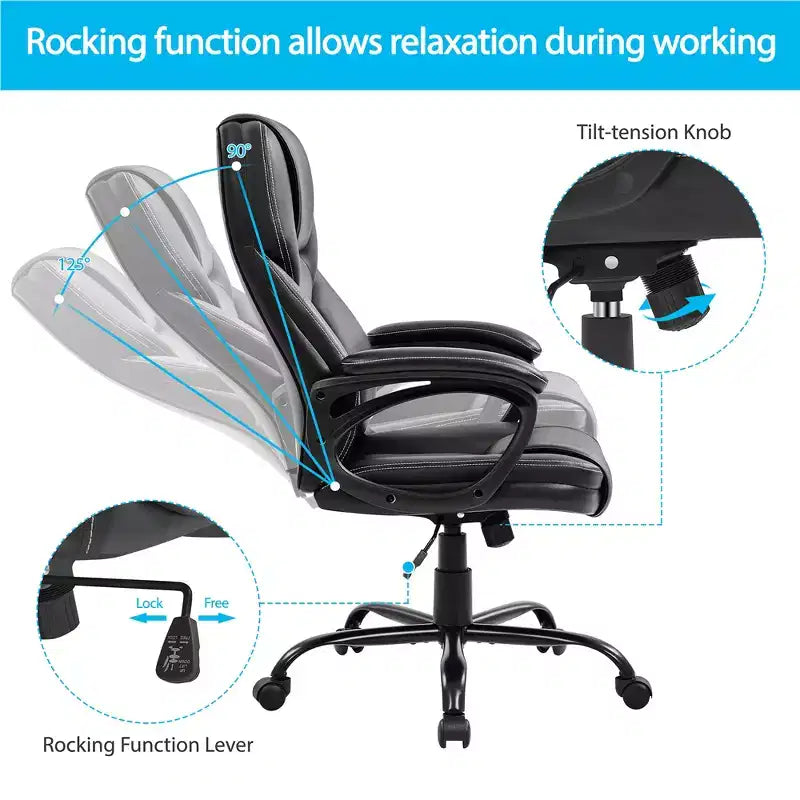 Sedia da ufficio direzionale Yaheetech in similpelle con schienale alto ergonomico