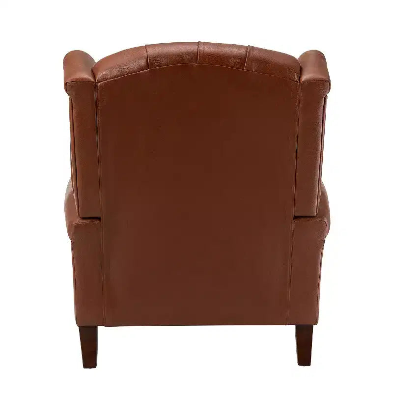 Poltrona a pozzetto Amanda 33, ampia, in vera pelle con gambe coniche in legno massiccio e bordo con borchie | ART OF LIVING DESIGNS