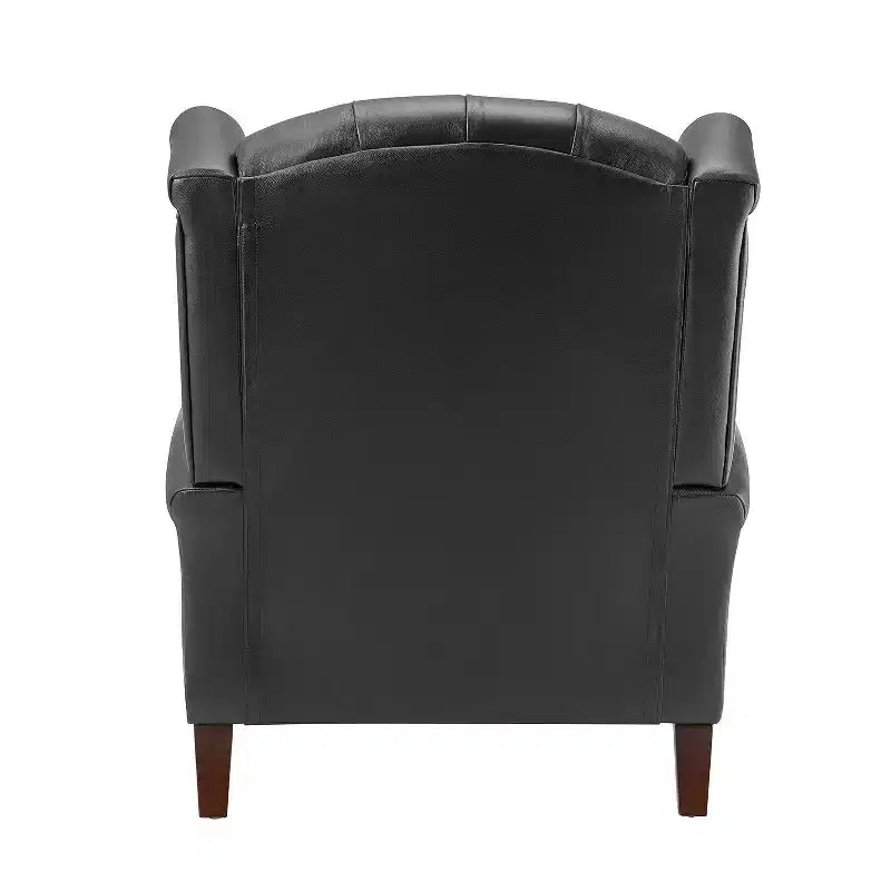 Poltrona a pozzetto Amanda 33, ampia, in vera pelle con gambe coniche in legno massiccio e bordo con borchie | ART OF LIVING DESIGNS