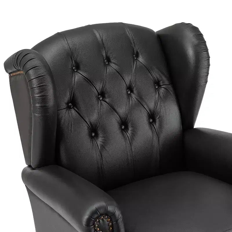 Poltrona a pozzetto Amanda 33, ampia, in vera pelle con gambe coniche in legno massiccio e bordo con borchie | ART OF LIVING DESIGNS