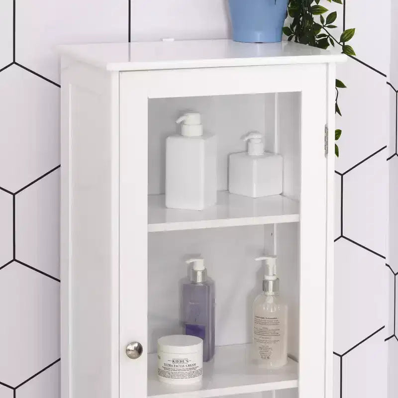 kleankin Armadietto da Bagno Alto, Mobiletto da Bagno Stretto con Anta in Acrilico, Cassetto e Ripiani