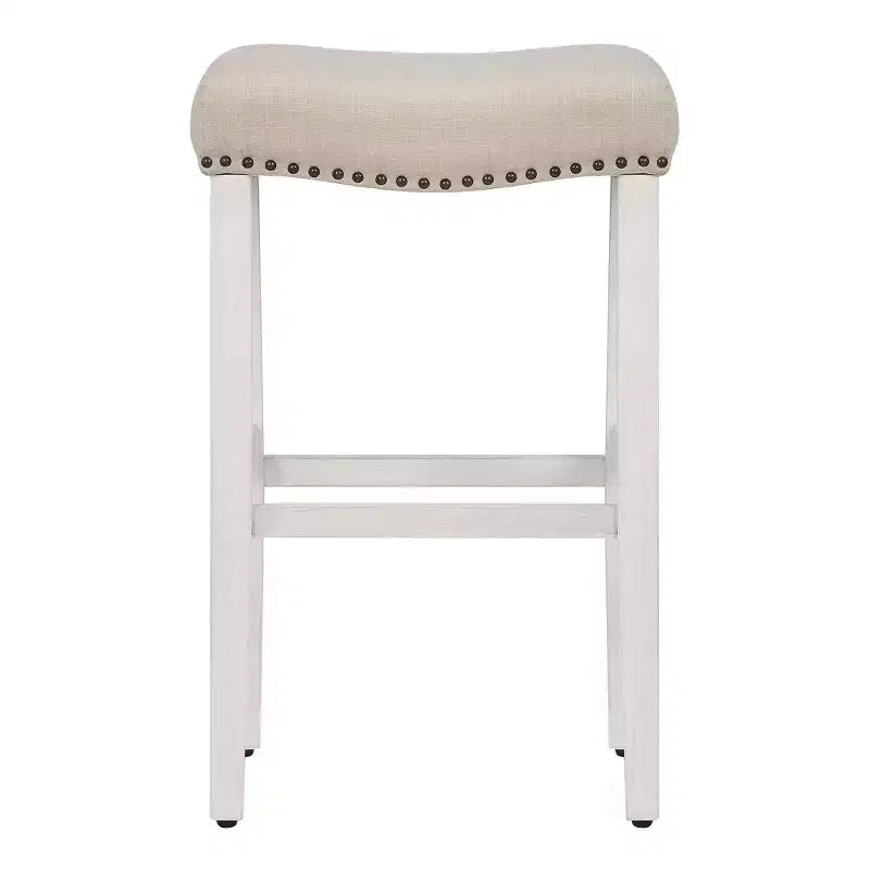 Sgabello da Bar Senza Schienale WestinTrends 29", con Seduta a Sella, Bianco Antico/Beige