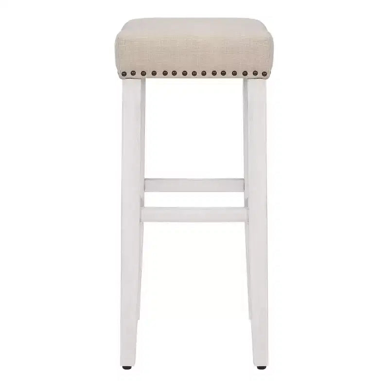 Sgabello da Bar Senza Schienale WestinTrends 29", con Seduta a Sella, Bianco Antico/Beige