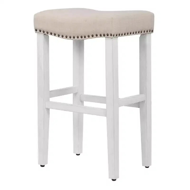 Sgabello da Bar Senza Schienale WestinTrends 29", con Seduta a Sella, Bianco Antico/Beige