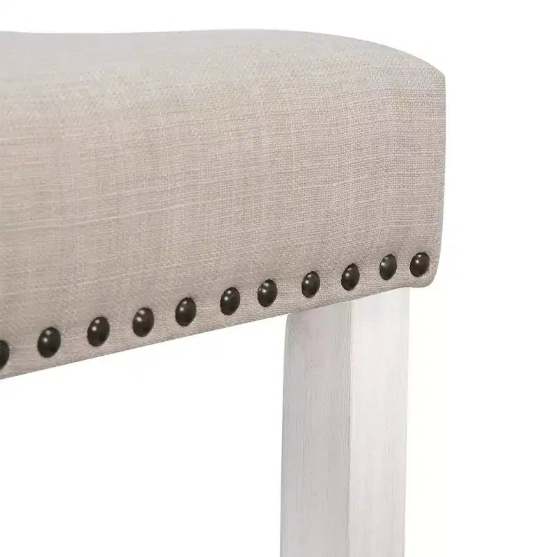 Sgabello da Bar Senza Schienale WestinTrends 29", con Seduta a Sella, Bianco Antico/Beige