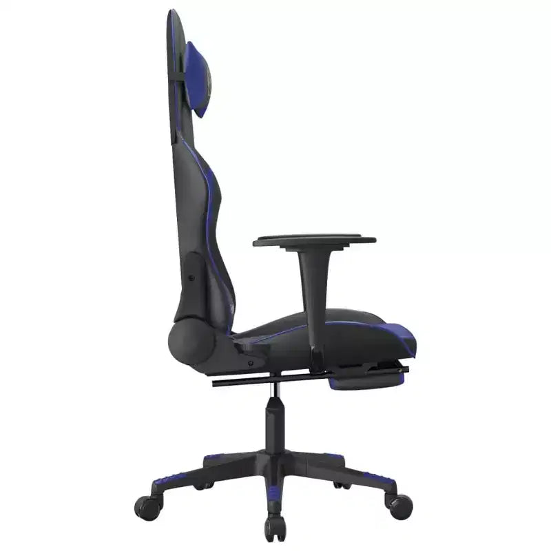 vidaXL Sedia da Gaming Regolabile con Poggiapiedi e Funzione Massaggio - Similpelle Nera e Blu