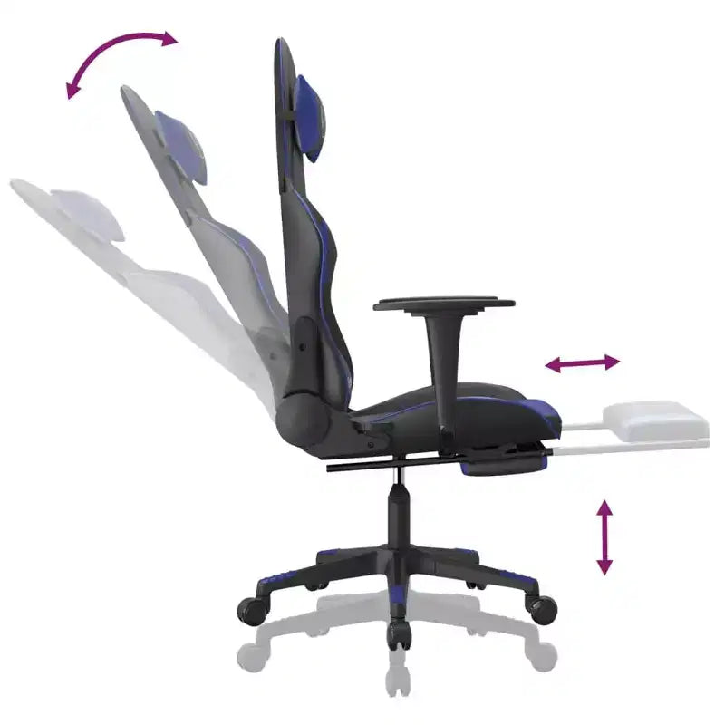 vidaXL Sedia da Gaming Regolabile con Poggiapiedi e Funzione Massaggio - Similpelle Nera e Blu