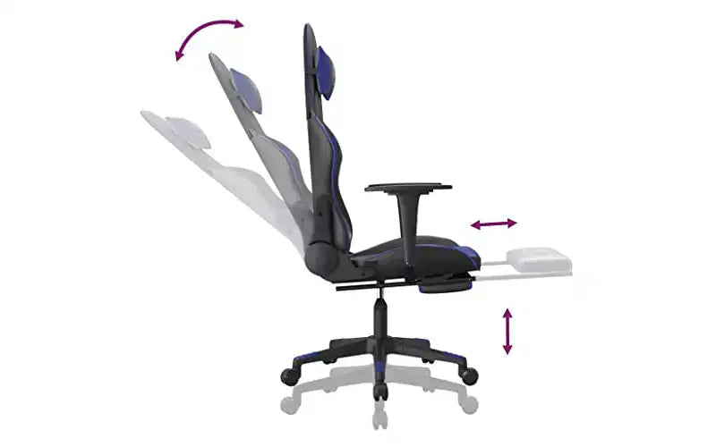 vidaXL Sedia da Gaming Regolabile con Poggiapiedi e Funzione Massaggio - Similpelle Nera e Blu