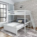L-Shaped Full over Full Bunk Bed with Ladder on End
