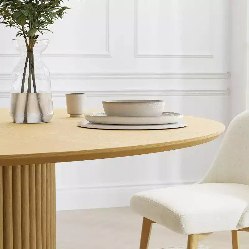 Dovelina Tavolo da pranzo rotondo Mid-Century in legno Tavolo da cucina per 4 persone - Legno naturale