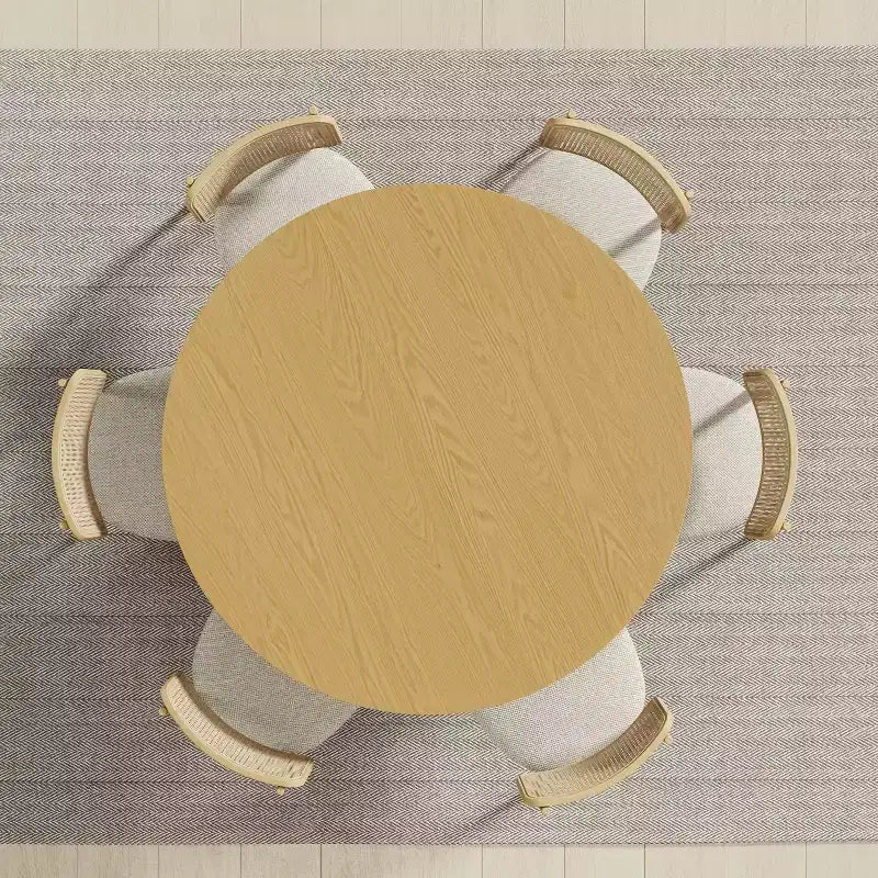 Dovelina Tavolo da pranzo rotondo Mid-Century in legno Tavolo da cucina per 4 persone - Legno naturale