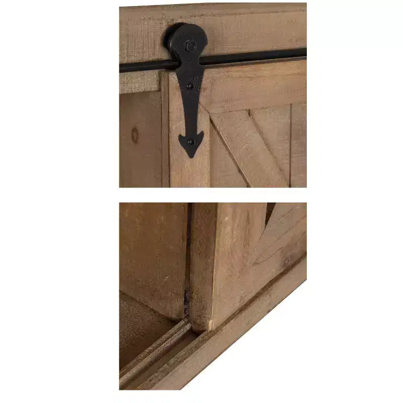 Mobiletto decorativo da parete in legno con specchio e anta scorrevole in stile rustico - Kate & Laurel All Things Decor