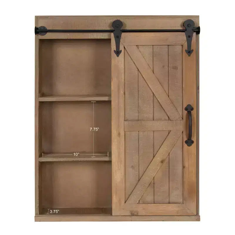 Mobiletto decorativo da parete in legno con specchio e anta scorrevole in stile rustico - Kate & Laurel All Things Decor
