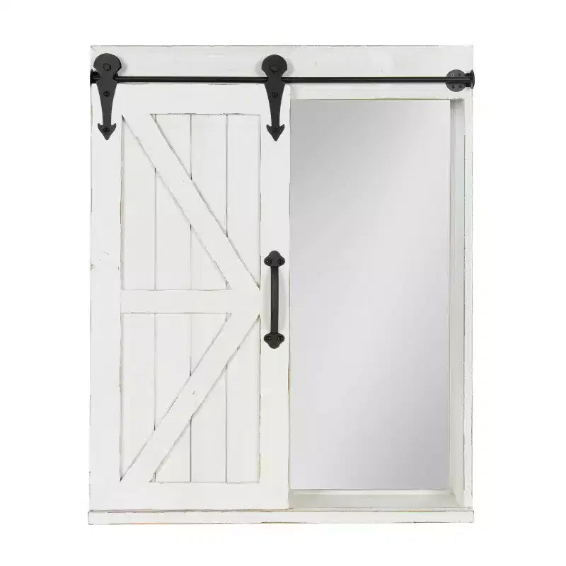 Mobiletto decorativo da parete in legno con specchio e anta scorrevole in stile rustico - Kate & Laurel All Things Decor